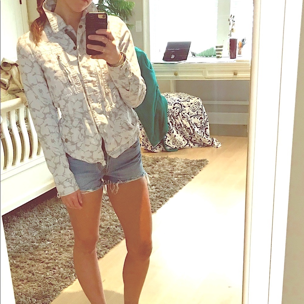 GAP XS baby blue floral designed jacket! Like new!